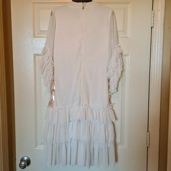 Imported Turkish Party21 Silk Ruffle Knee Length Dress w/Multi Shimmer Sequin 6 - Picture 8 of 17